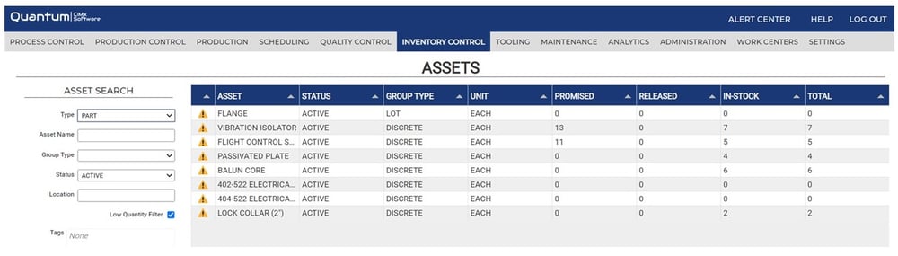 Inventory Alerts Screenshot